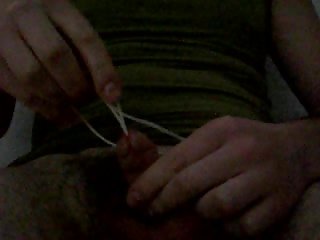 Lewd Chap Sticking Wires In His Cock Till Cumshot