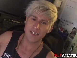 Boy toy cute blonde emo hardcore jerked off by interviewer