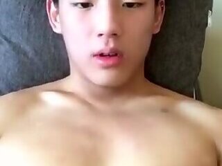 Cute boy Chinese jerk off his cock and cums on webcam