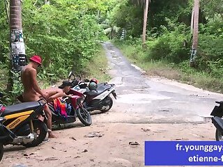 French students fuck at a fork in the road somewhere in the jungle