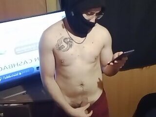 masked man jerking