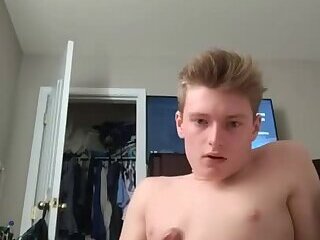 Finnish guy jerking off with a banana up his arse.