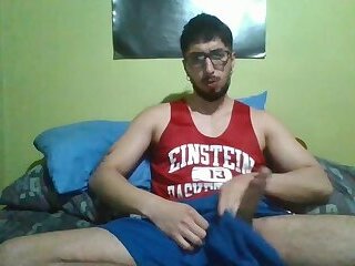 Nerdy guy with a huge cock