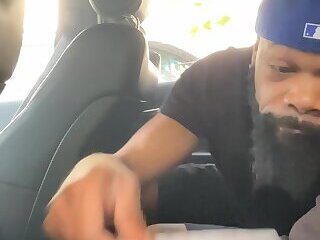 Black guy sucking in car