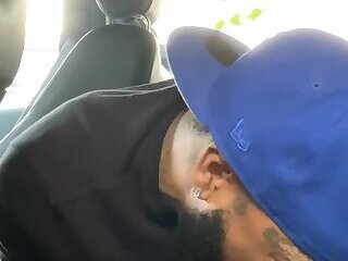 Black guy sucking in car