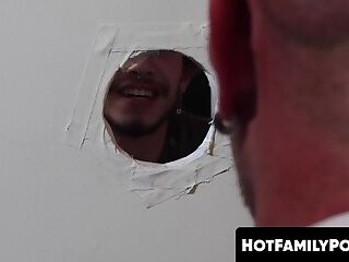 Muscular stepdad Michael Roman feeds stepson Ryan Kneeds his massive cock deepthroat