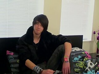 Inexperienced Emo Twink Strokes His Cock