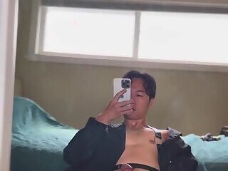 Korean guy monster cock loves jerking