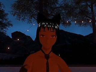 Masturbating in vrchat by a warm fire