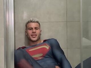 Superman takes a shower