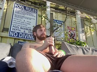 Justin McKenzie pulling out his COCK by a PUBLIC POOL and JERKING and showing Hole