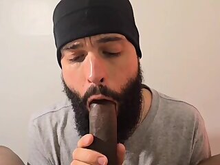 Sucking and Taking a Huge Uncut Cock Deep