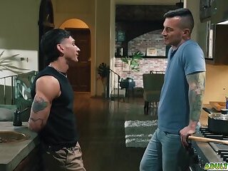 Stepdad Derek Kage getting seduced by his stepson Siren Santiago into getting intimate toget