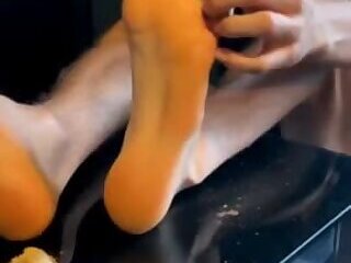 gorgeous blonde footjob