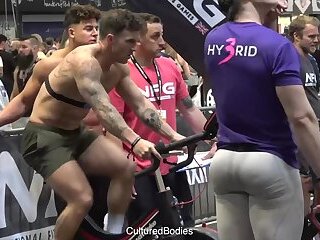A Muscle Man Workout with White Sexy Tights