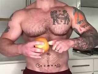 Handsome and hot guy fucks a fruit