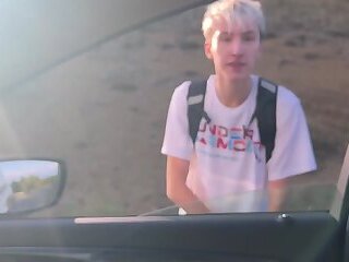 Daddy fucked a cute couple in the car