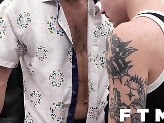 JockPussy - FTM Joey Michaels rides furry stud to reverse cowboy orgasm