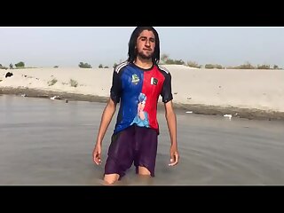Wet longhaired Paki with hard dick