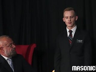 Four old men having BDSM fun with obedient twink!