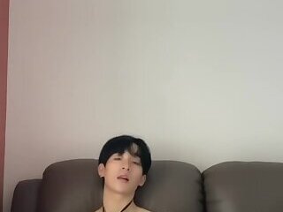 korean slut shows off his body with sexy underwear