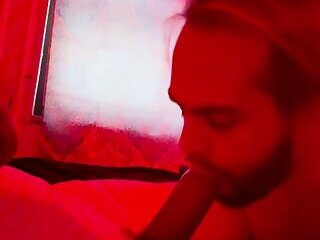 Sucking huge cock