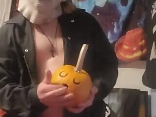 Guy Dressed As Michael Myers Fucking A Pumpkin