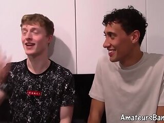 Handsome gay Justin sucking Kalebs stiffed tool before bottoming for him