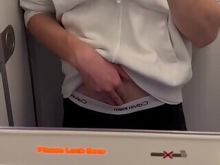 Federico (FedeHub) Risky Masturbation & Cumming In a Airplane Washroom