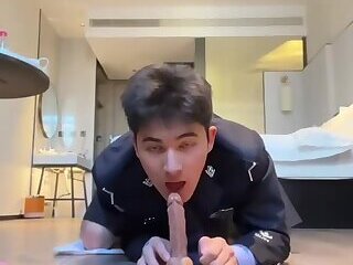 Chinese handsome straight enjoys asshole with toys