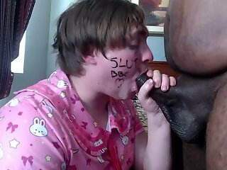 sissy gets facefucked by BBC and throws up. cant handle getting throat fucked today.
