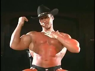 Cowboy Bodybuilder Feeling On Himself
