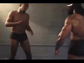 Two Muscular Black Guys Wrestling