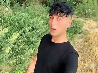 6 Outdoor Places Jerking in One Day and Big and Far Cumshot on a Path Edging