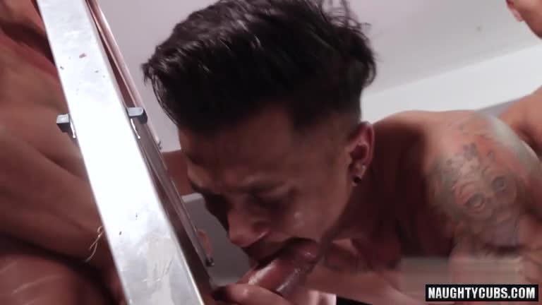 Latin gay threesome with facial