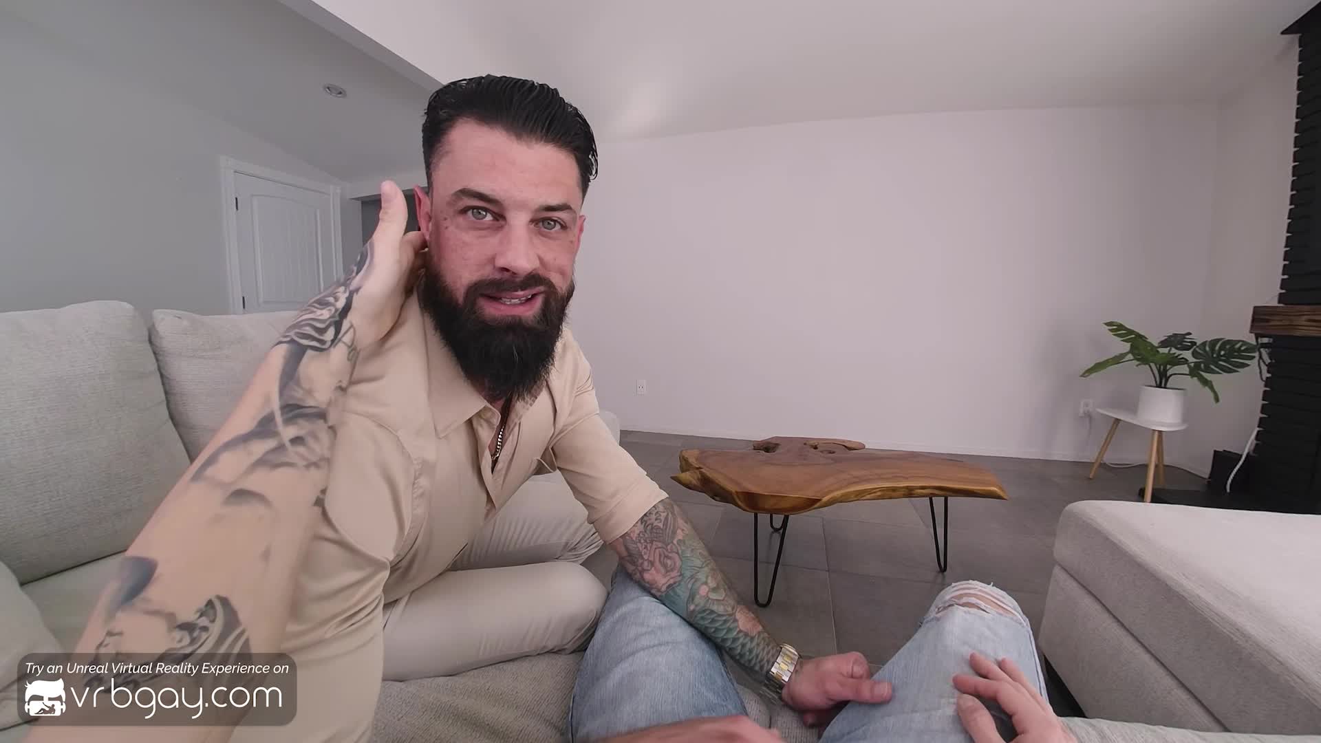 VRB Gay Bareback super date with hairy bear Alpha Wolfe VR Porn