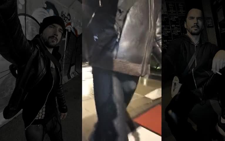 Hot Rainy Walk (garters and Bulge Meggings)