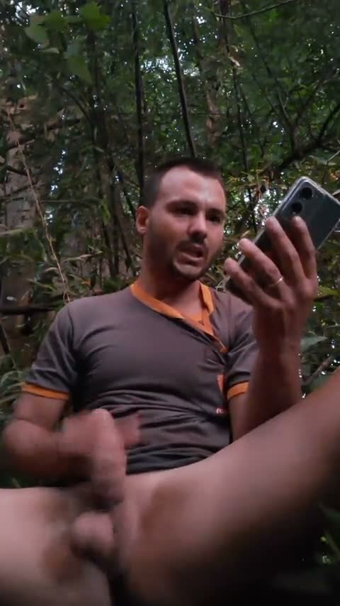 Handjob in the middle of the bush at dusk