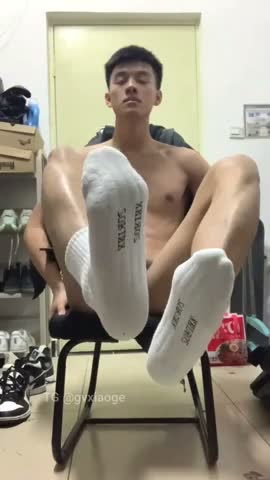 Handsome boy cum on computer