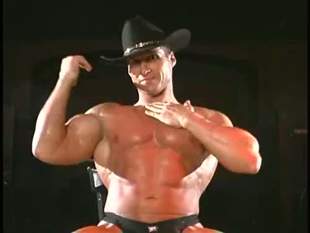 Cowboy Bodybuilder Feeling On Himself