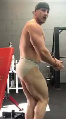 Jon Lofthouse Flexing and Posing In White CK Briefs